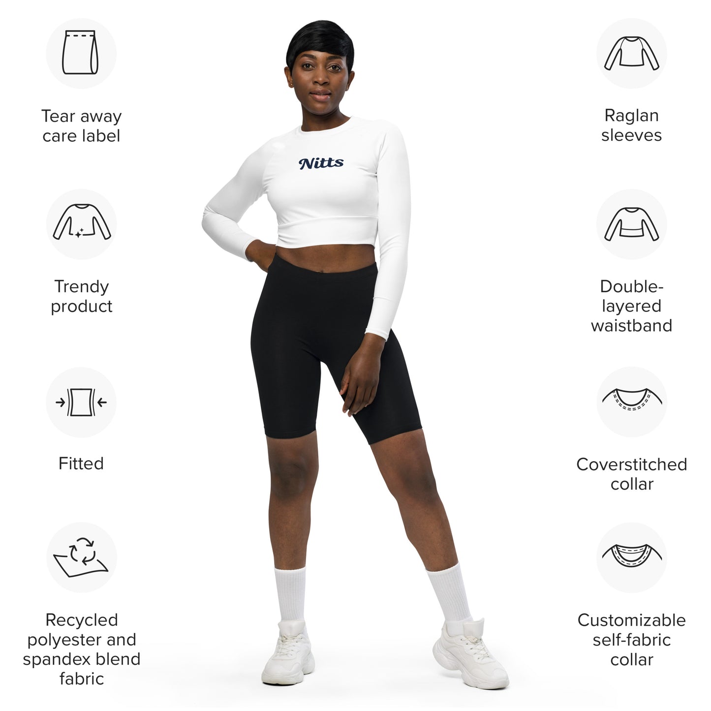 Nitts Classic athletic long sleeve crop top