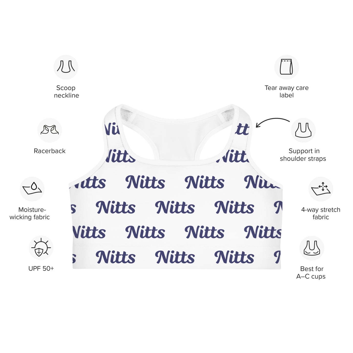 Nitts Classic Pattern sports bra