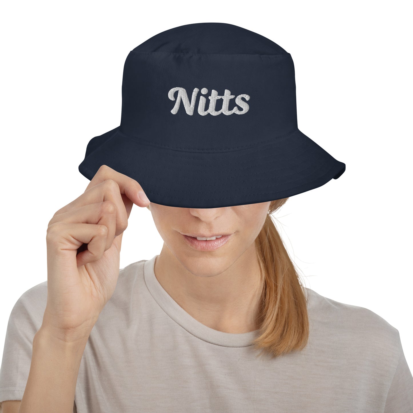 Nitts Classic embroidered bucket hat - navy