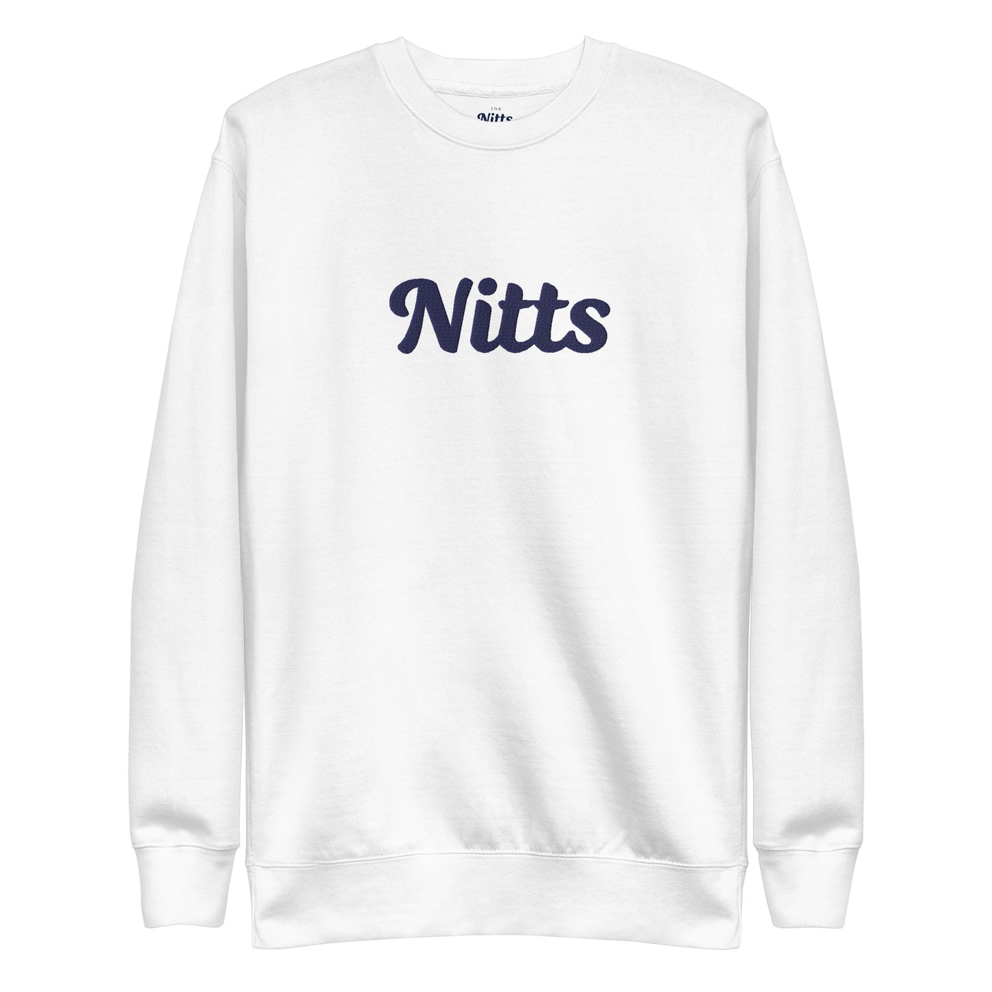 Nitts Classic embroidered unisex premium crewneck - white